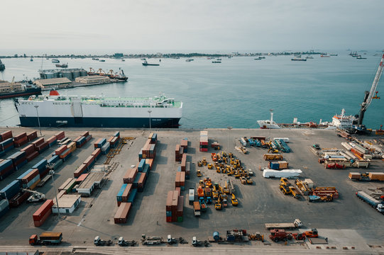 Ariel view of port, Luanda, Angola