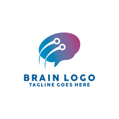 Brain Logo Technology Icon. Digital Vector Technology Symbol. Company Logo Design Inspiration.