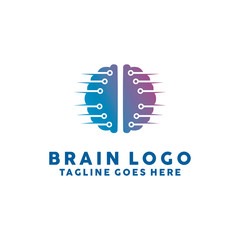 Brain Logo Technology Icon. Digital Vector Technology Symbol. Company Logo Design Inspiration.