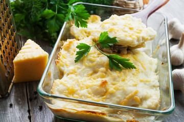 Casserole with fish and potatoes