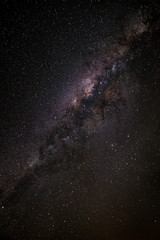 Cloudless starlit night sky with Milky Way and bright stars as panorama view for wallpaper and copy...