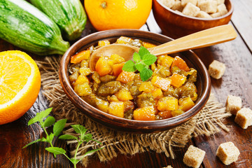 Zucchini jam with orange