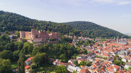 Obraz premium Aerial Capture of Heidelberg Castle and Old Town