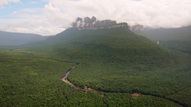 Aerial view of Churun river. Canaima National Park, Venezuela