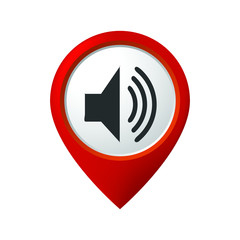 Map marker with sound symbol