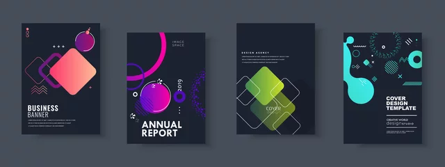 Tuinposter Set of brochure, annual report, flyer design templates. Vector illustrations for business presentation, business paper, corporate document cover and layout template designs © makyzz