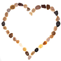 Beautiful handmade heart with stones (boulders). Isolated on white background Collection words with stones.