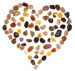 Beautiful handmade heart with stones (boulders). Isolated on white background Collection words with stones.