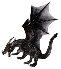 Naklejka premium Black Scale Dragon, ilustracja 3D, renderowanie 3D