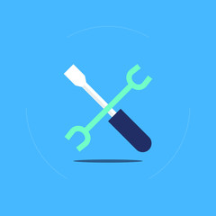 Screwdriver and wrench glyph icon, settings and repair, service sign, vector graphics, a solid pattern on a white background, eps 10.