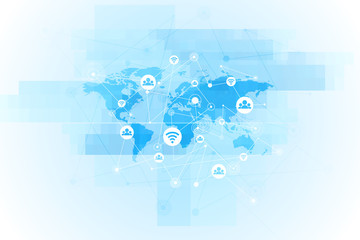 Global network connection.Abstract background technology graphic design. Connecting dots and lines.Internet connection.Vector illustration