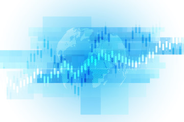 Stock exchange chart market investment trading with world map. Trading platform. Business graph. Vector Illustration