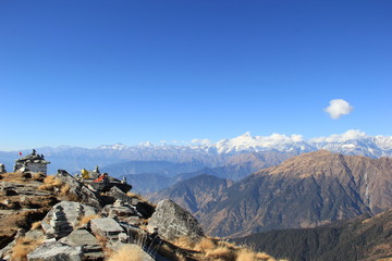 Chandrashila peak in Uttarakhand, India.