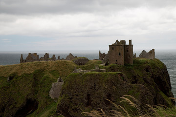 Ruins of Dunnottar Castle Scotland on an Overcast Day