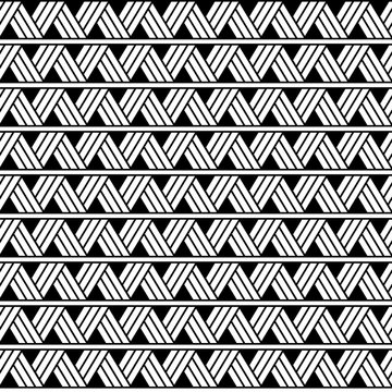 Vector ethnic geometric seamless pattern in maori tattoo style. Horizontal pattern. Simple Scandinavian style. Design for home decor, wrapping paper, fabric, carpet, textile, cover