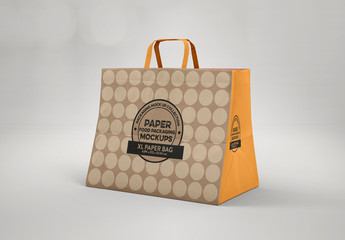 Large Closed Paper Bag with Flat Handles Mockup