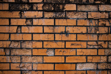 Orange worn brick wall grunge rough vintage texture background