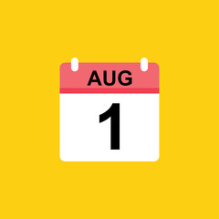 calendar - August 1 icon illustration isolated vector sign symbol