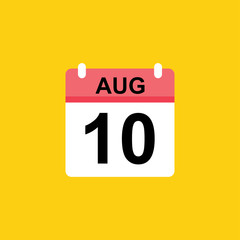 calendar - August 10 icon illustration isolated vector sign symbol