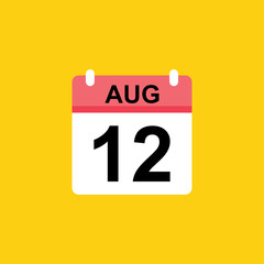 calendar - August 12 icon illustration isolated vector sign symbol