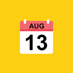 calendar - August 13 icon illustration isolated vector sign symbol