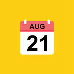calendar - August 21 icon illustration isolated vector sign symbol