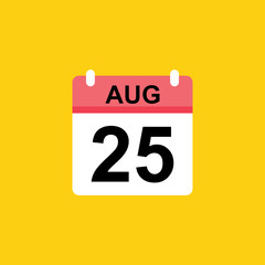 calendar - August 25 icon illustration isolated vector sign symbol