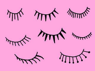 Beauty glamour cosmetics make up. Lipstick, mascara, eyelashes. Handwritten lettering. The concept of the problem of pollution. The image of plastic objects.