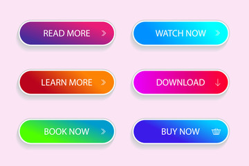 Set of modern ui buttons. Grident button of submit, download for app. vector