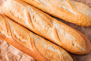 Freshly baked French baguettes