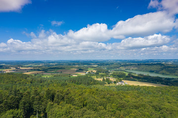 Naklejka premium Aerial view of Kashubian Landscape Park. Kaszuby. Poland. Photo made by drone from above. Bird eye view.