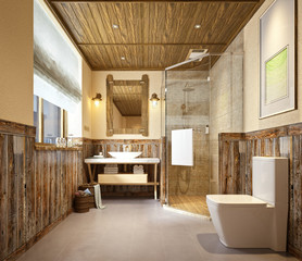 3d render of Nordic bathroom