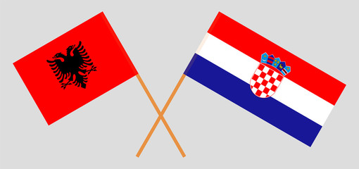 Albania and Croatia. Crossed Albanian and Croatian flags