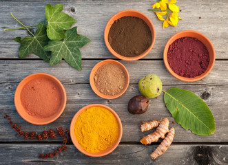 Natural plants extracts powder used to dye textiles.