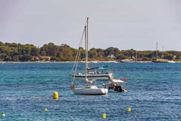 Sea bay marina with yachts and boats in Cannes