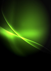 Dark space with shiny neon light motion waves. Abstract concept graphic element. Vector neon background. Technology background