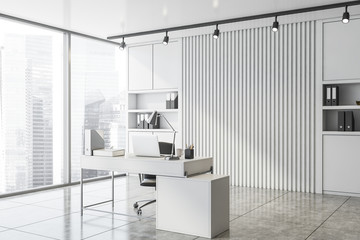 White panoramic CEO office corner