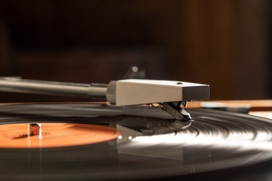 A record being played on a gramophone