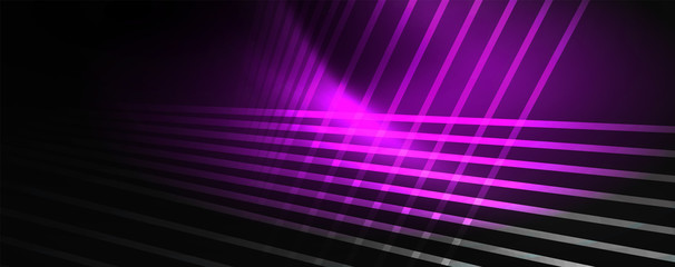 Shiny color neon light with lines, abstract wallpaper, shiny motion, magic space light. Techno abstract background