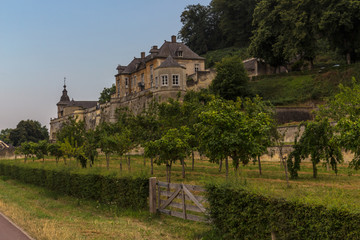 Chateau Neercanne a michelin restaurant of the Oostwegel collection at the border between Netherlands Belgium during the golden hour in summer