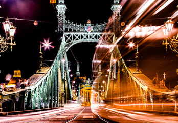 Fototapeta na wymiar Szabadság híd (Liberty Bridge or Freedom Bridge) in Budapest