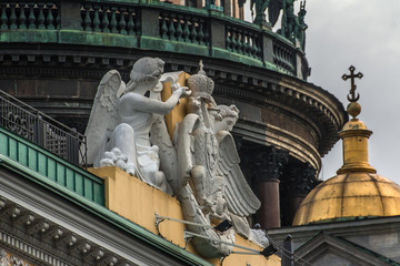 Obraz premium The City Of St. Petersburg. Northern capital. Landmarks. city on Neva. Neva river. Famous Architecture. Isaakievsky cathedral. SPb. Peter. Monument.