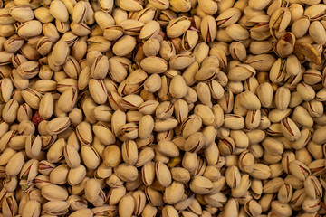 pistachios nuts simple background top view