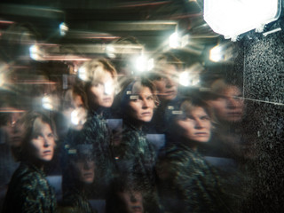 Surreal image of a woman in the streets