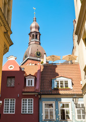 View of the Cathedral Dome in the historic center of Riga, Latvia