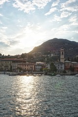 Lake Como in the rays of the setting sun.