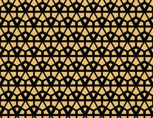 Abstract geometric pattern. A seamless vector background. Black and gold ornament. Graphic modern pattern. Simple lattice graphic design
