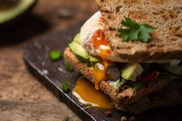 Toast sandwich with fried egg