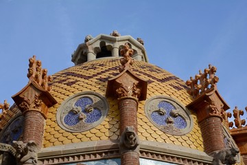 The ensemble of buildings of the Hospital of the Holy Cross and St. Paul (Sant Pau) was founded in 1401 when six medieval hospitals of Barcelona were combined.