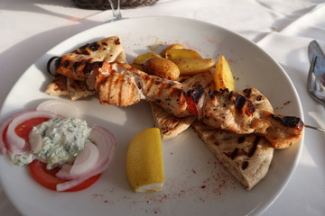 Griechisches Souvlaki Gericht - Fleisch Lecker